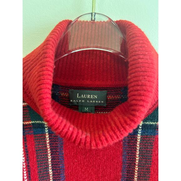 Vtg Ralph Lauren wall Christmas plaid turtleneck sweater size medium women’s - Picture 2 of 5